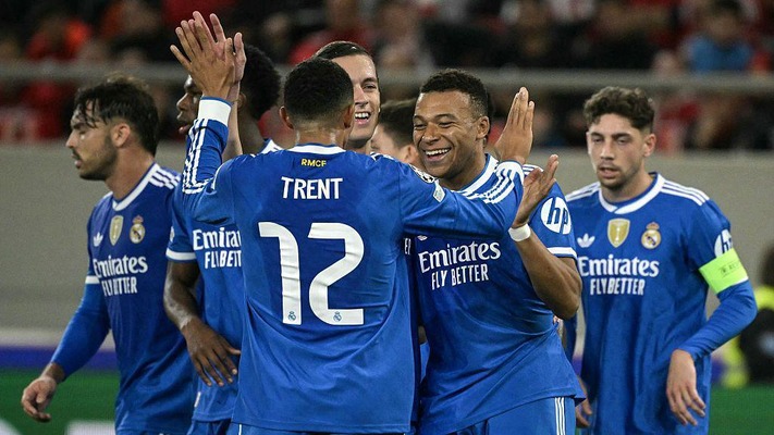 UCL: Mbappe nets four as Real Madrid edge Olympiacos in seven-goal thriller
