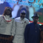 Joe Johnson (in hat) representing Gov Sim Fubara, flanked by Chinyere Nwoga (far right), president of PHCCIMA, and others