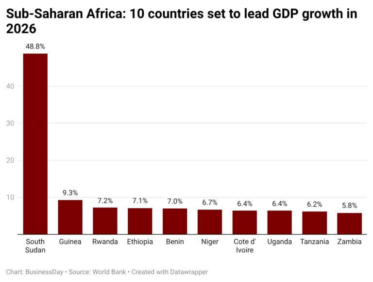 South Sudan, Guinea, Rwanda to post sub-Saharan Africa’s highest GDP growth in 2026